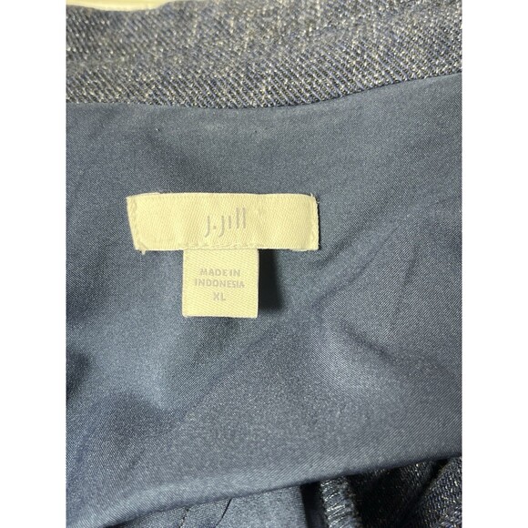 J. Jill Womens Blazer Coat L Open Front Lagenlook Chambray Blue Roll Tab Sleeve - Picture 8 of 12